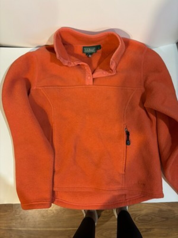 LL Bean Fleece Quarter Button Up Coral Small